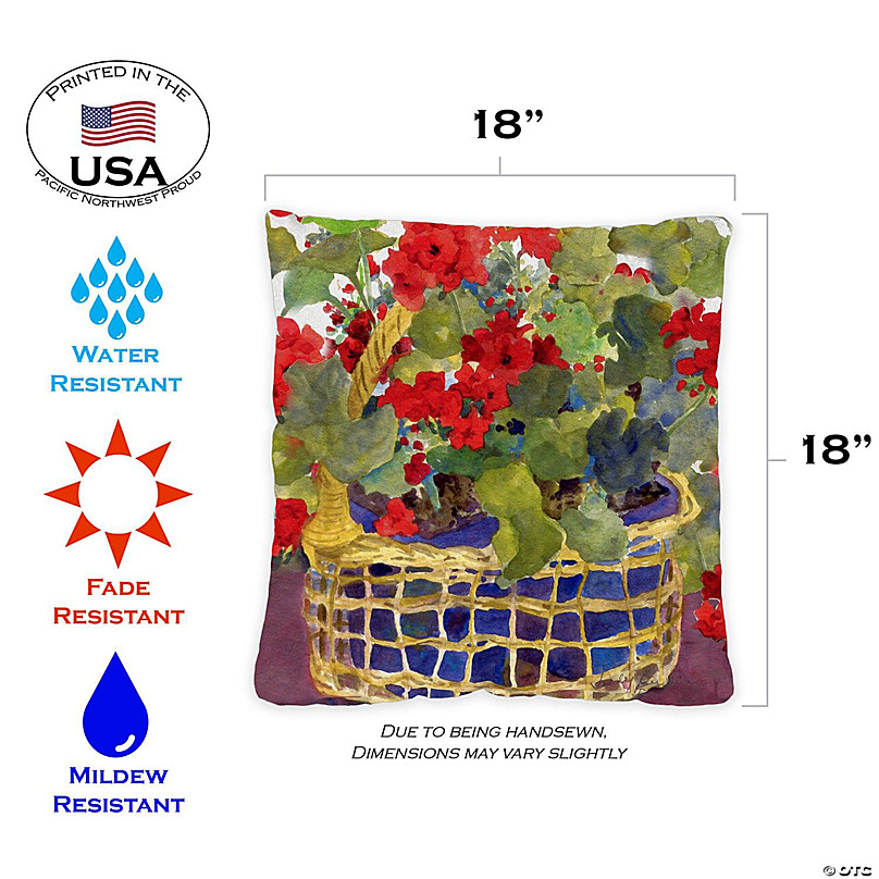 Toland Home Garden 18 x 18 Geranium Basket 18 x 18 Inch Indoor/Outdoor  Pillow Case