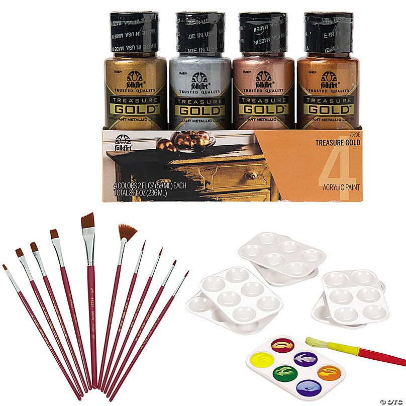 FolkArt Acrylic Metallic Paint, 2 Fl Oz (Pack of 1), Rose Gold & Acrylic  Metallic Paint, 2 Fl Oz (Pack of 1), Pure Gold
