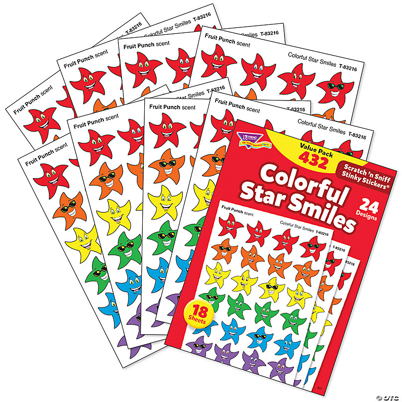 TREND Colorful Star Smiles Stinky Stickers Variety Pack, 432 Per