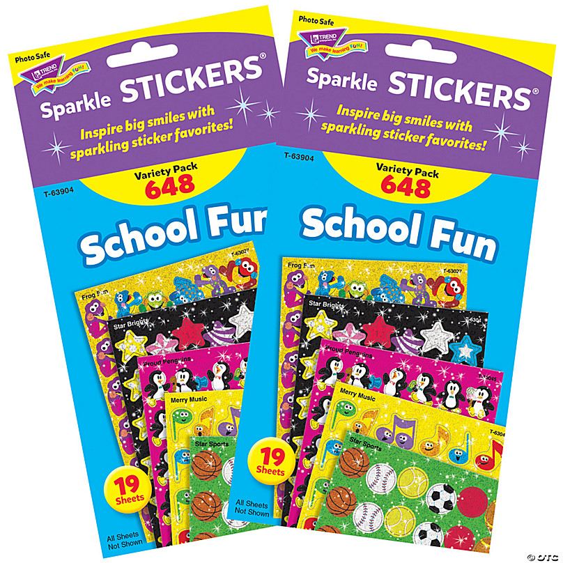 TREND Sparkly Stars, Hearts, & Smiles Sticker Pad, 336 Stickers