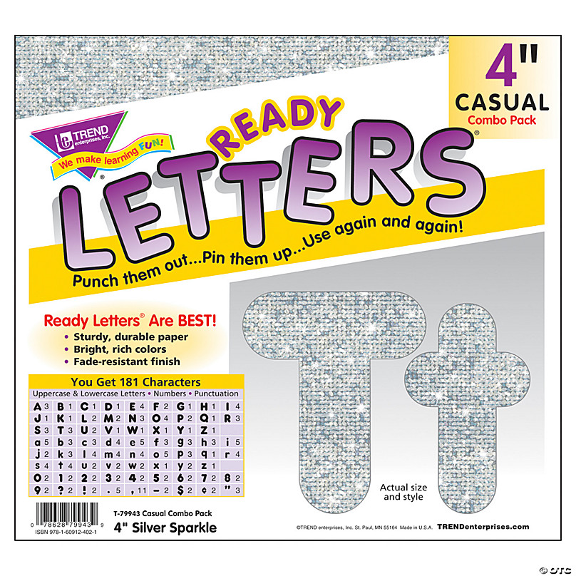 Silver Sparkle Bulletin Board Easy Letters, 4 Inches, 221 Pieces