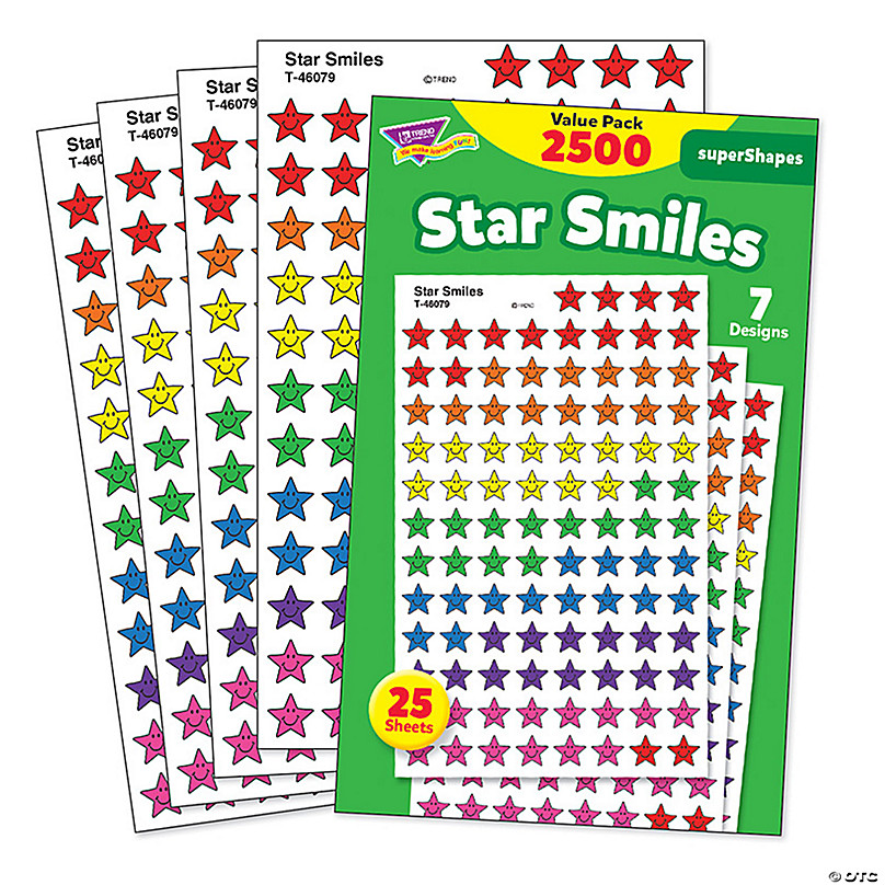 TREND Star Smiles superShapes Stickers Value Pack, 2500 Per Pack, 3 Packs