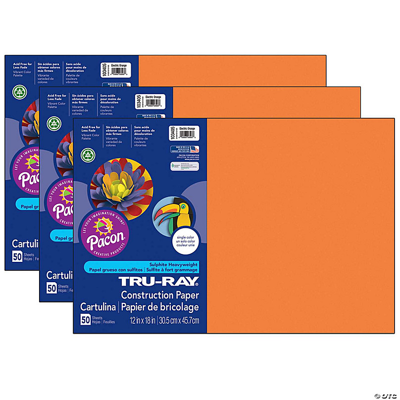 Tru-Ray Premium Construction Paper, Black & White, 12 x 18, 72 sheets Per  Pack, 3 Packs