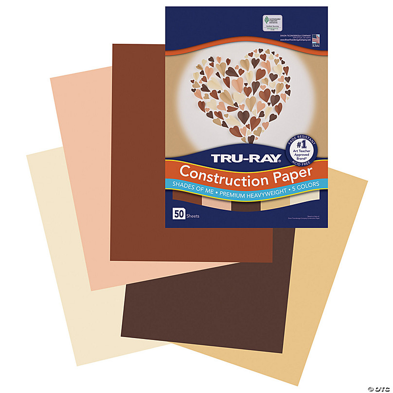 Tru-Ray Construction Paper, Shades of Me Assortment, 9 x 12, 50 Sheets  Per Pack, 5 Packs