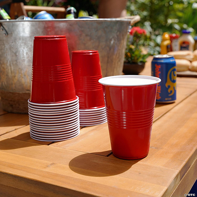 [100 PACK] 16 Oz Red Plastic Cups - Red Disposable Plastic Party Cups Crack  Resistant - Great for Beer Pong, Tailgate, Birthday Parties, Gatherings