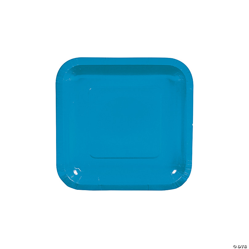 18 Pieces - Party Supplies Turquoise Square Paper Dinner Plates 18 Ct