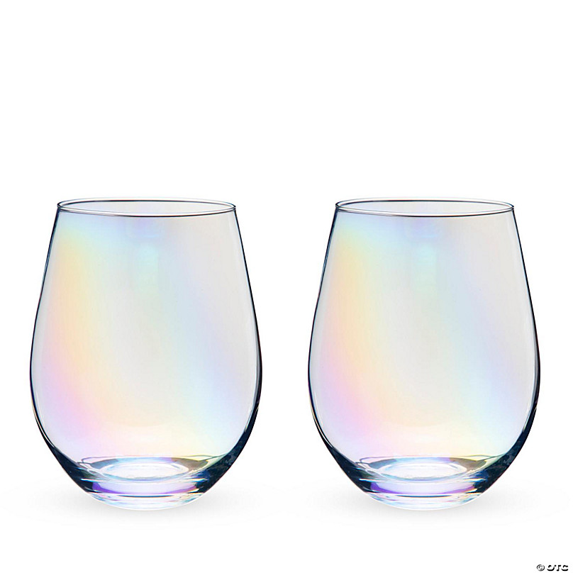 Custom Engraved Luster Stemless Wine Glass, 2pc Iridescent Stemless Wi –  Happily Ever Etched