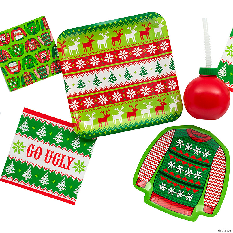  Ugly Sweater Party Holiday Christmas Tableware Cups