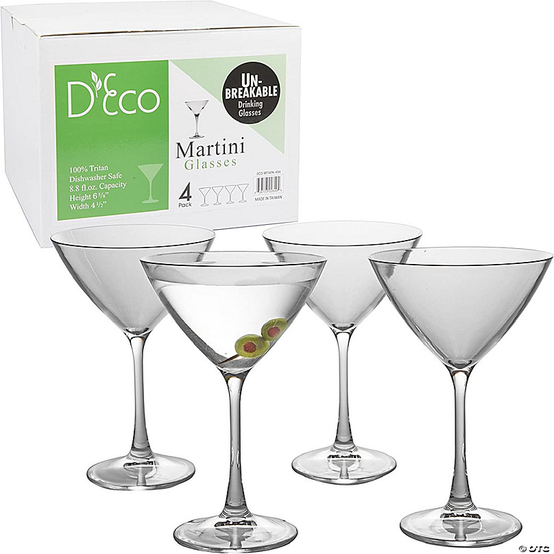 Unbreakable Stemmed Martini Glasses, 9oz- 100% Tritan- Shatterproof,  Reusable, Dishwasher Safe Drink Glassware (4 Pk)- Indoor Outdoor Drinkware  - Great Holiday & Wedding Gift 