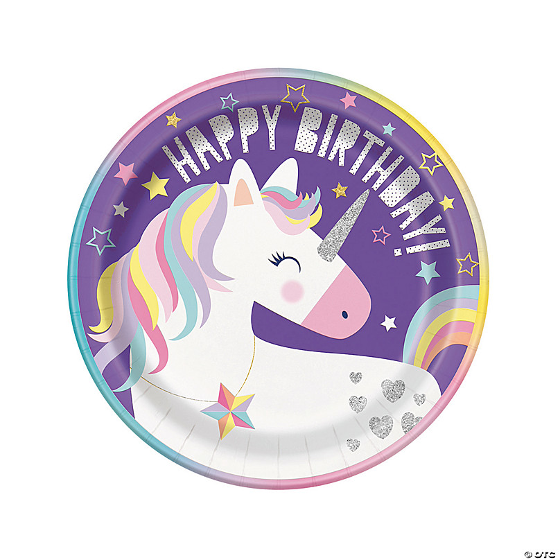 We Heart Unicorn Shaped Paper Party Plates  tableware