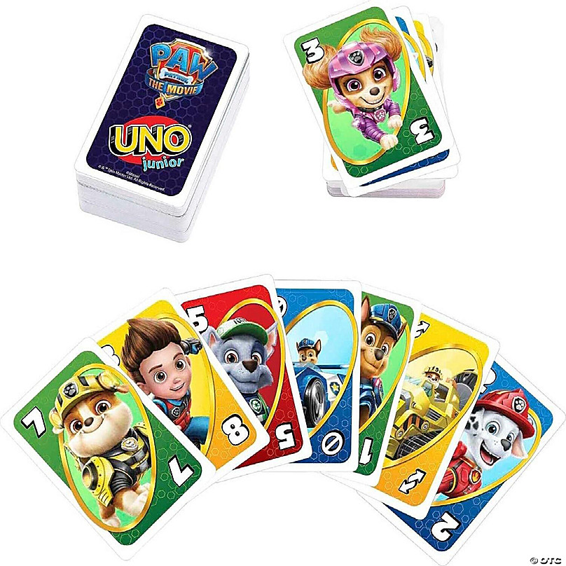 UNO Junior Paw Patrol Kids Card Game for Family Night 56 Cards 2-4 Players