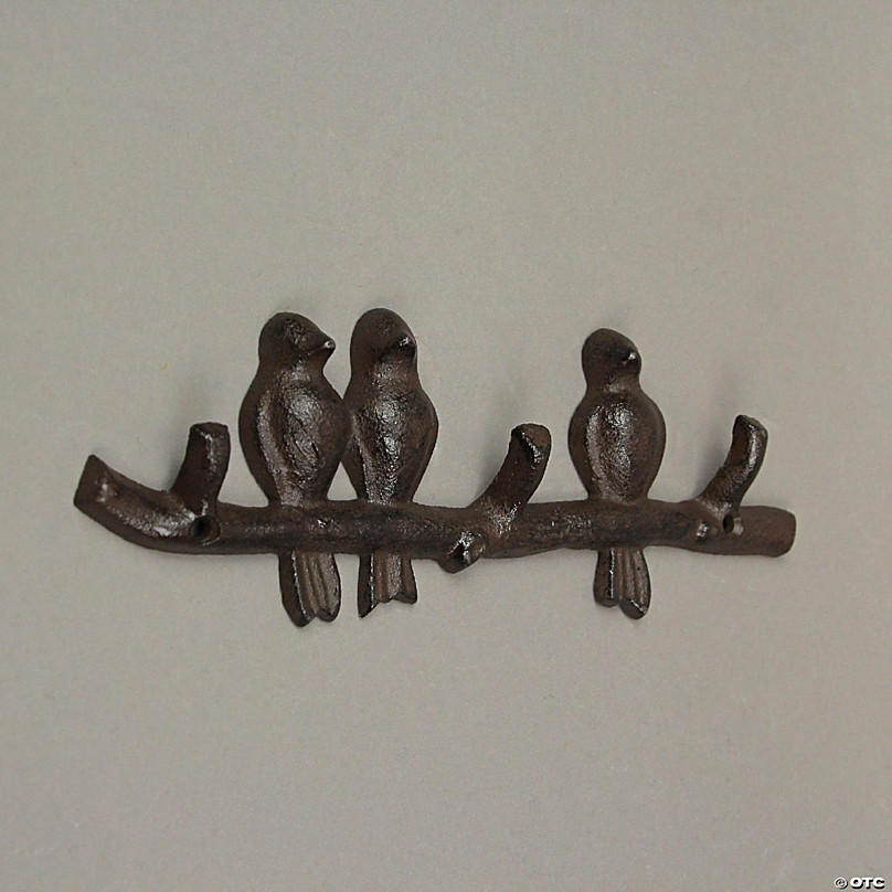 Upper Deck Set of 2 Cast Iron Birds On Branch Decorative Coat Hooks Wall  Hanging Key Racks