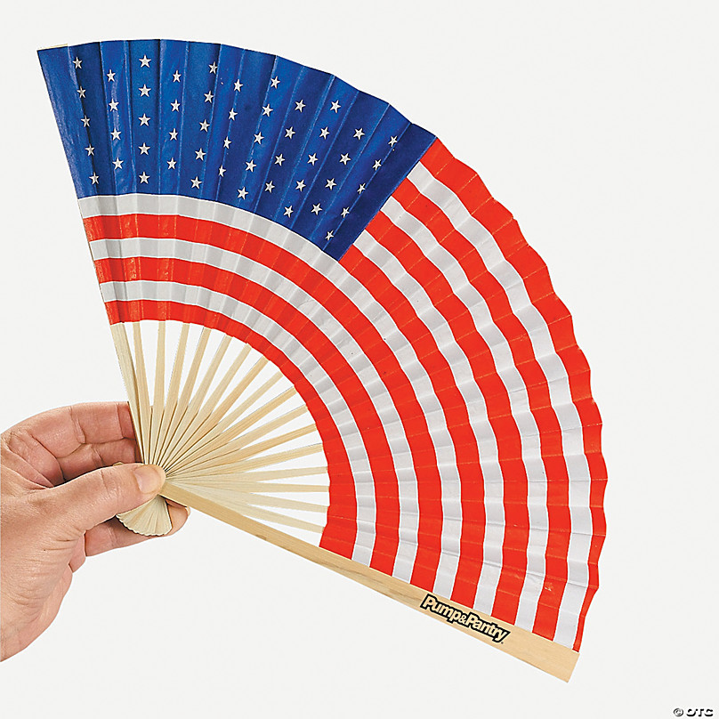 3PC Folding 9/" Plastic Hand Fan American Pride US Flag Print ~ Hand Folding Fan