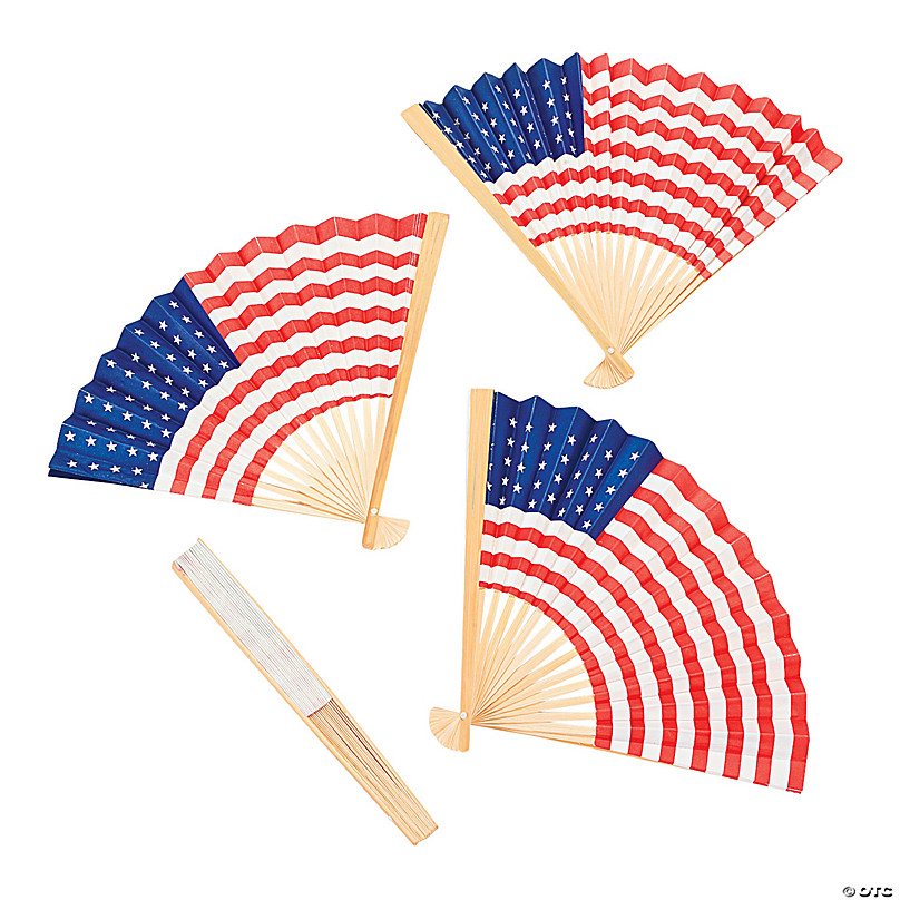 3PC Folding 9/" Plastic Hand Fan American Pride US Flag Print ~ Hand Folding Fan