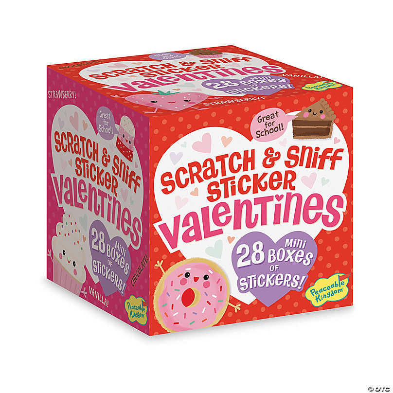Peaceable Kingdom Valentine Treats 28 Pack of Sign & Give Scratch & Sniff Valentine Sticker Boxes Mindware 