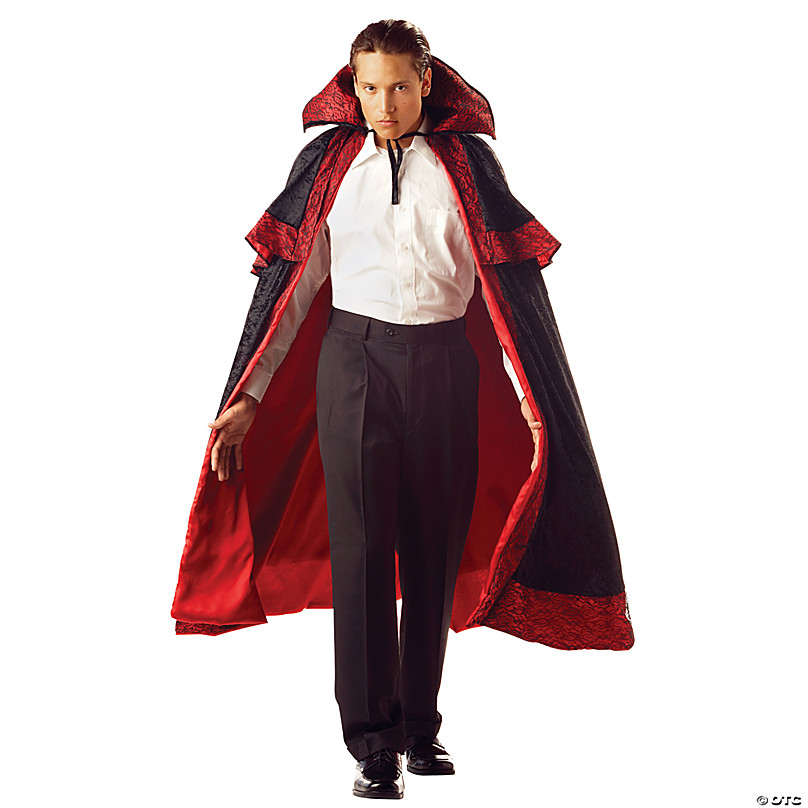 56"65"Long Adult Black Red Dracula Cape Cloak Halloween Horror Fancy Dress NEW 