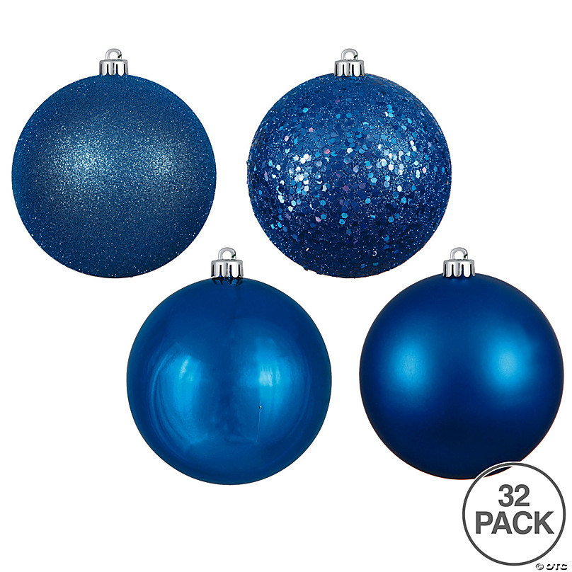 Vickerman 3 Blue 4-Finish Ornament Assortment, 32 per BoProper