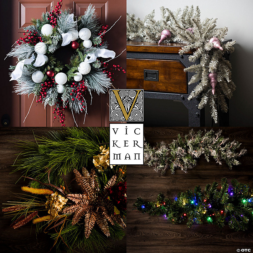 Vickerman 36" Douglas Fir Artificial Christmas Wreath, Warm White LED Lights  Oriental Trading