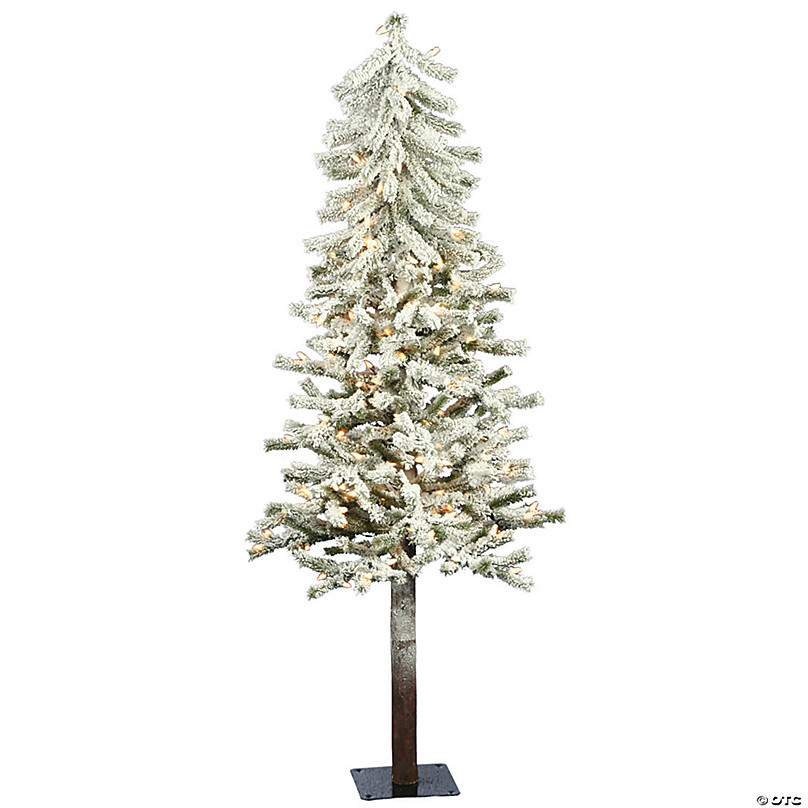 Vickerman 5' Flocked Alpine Christmas Tree with Clear Lights