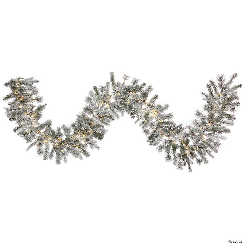 9' x 10 Pre-lit Wispy Willow White Artificial Christmas Garland with 50  Clear Lights