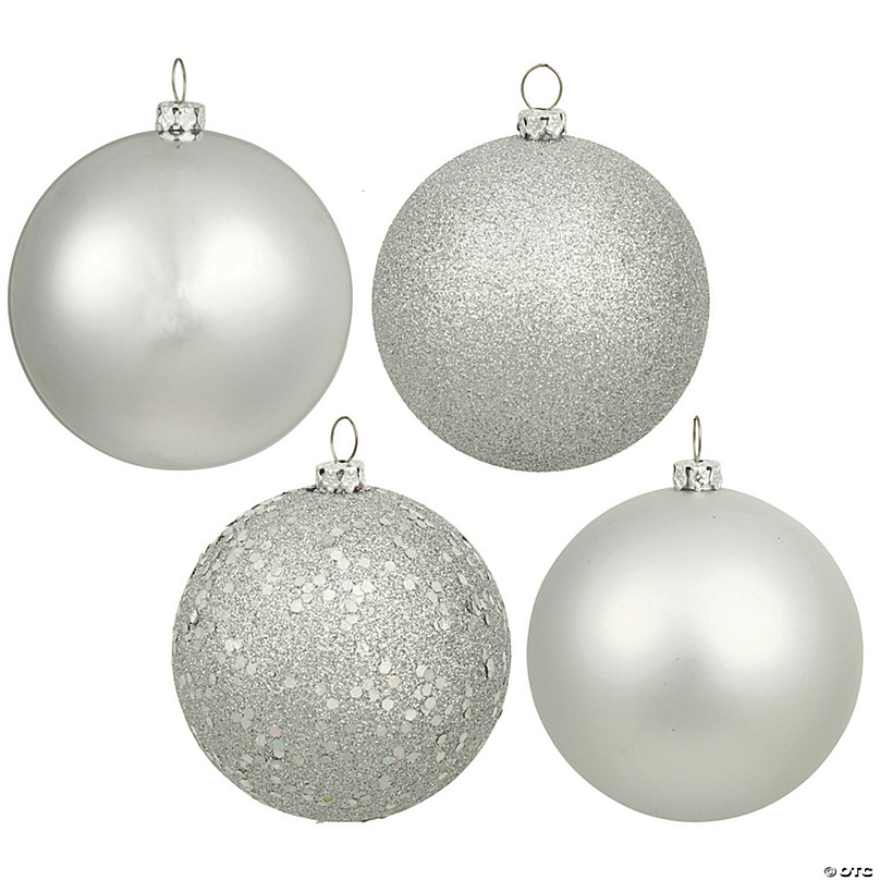 Vickerman Shatterproof 6 Silver 4-Finish Ball Christmas Ornament, 4 per Box