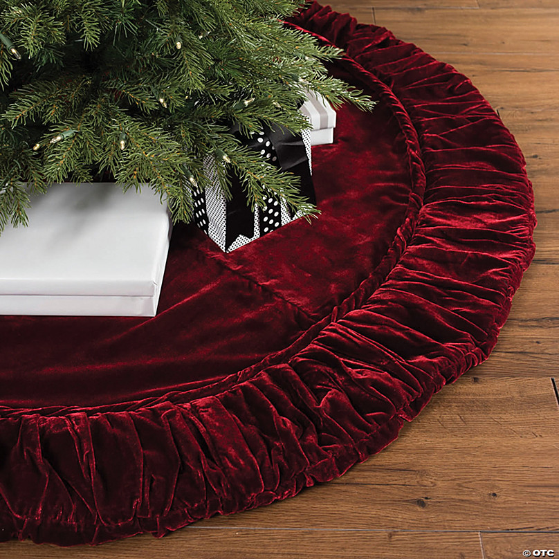 Vickerman Burgundy Frost Textile Collection Christmas-Tree-Skirts 60