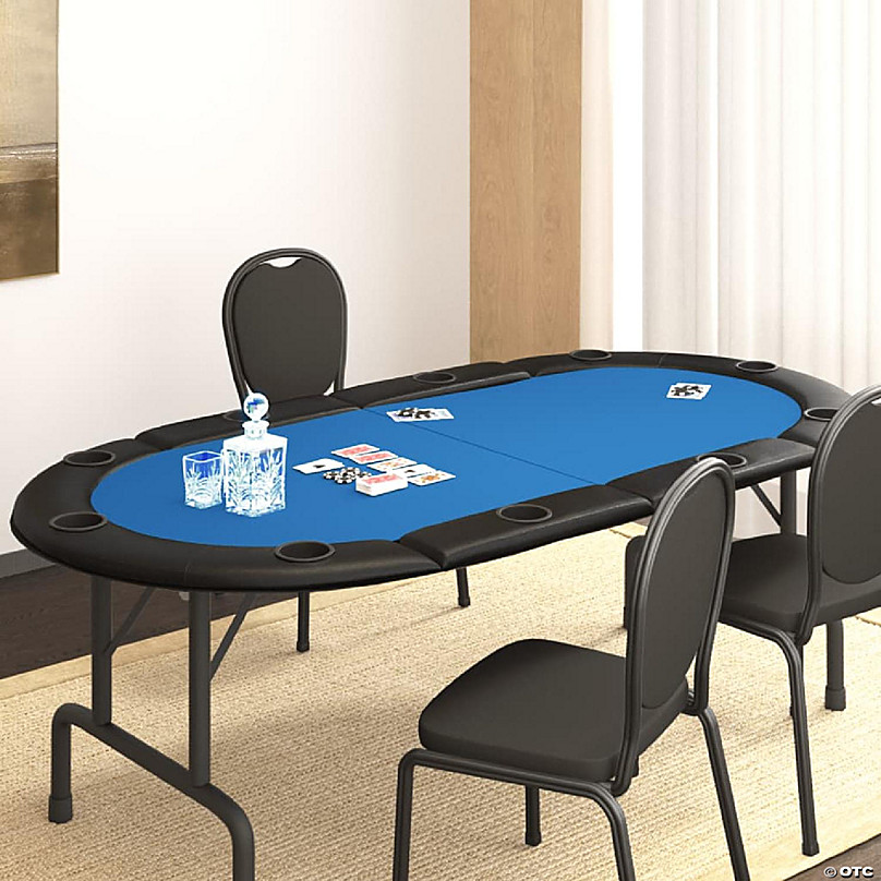 vidaXL 10-Player Folding Poker Tabletop Blue 81.9x41.7x1.2