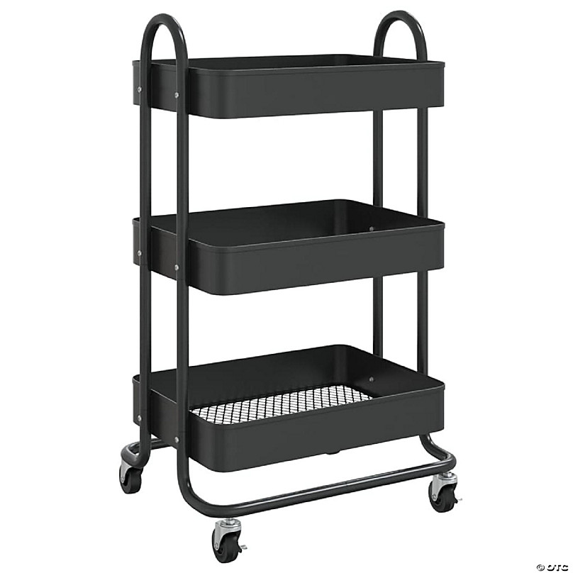 mDesign Small Portable Mini Fridge Storage Cart with Wheels and Handles - Black