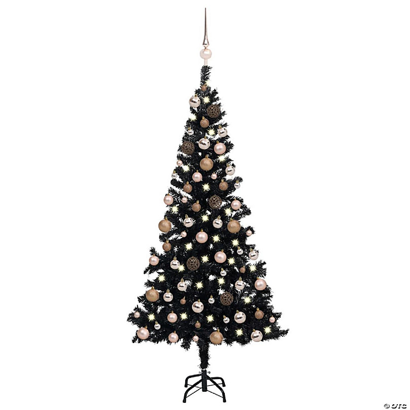 vidaXL Christmas Garland with LED Lights Black 8.9' PVC, 106.3