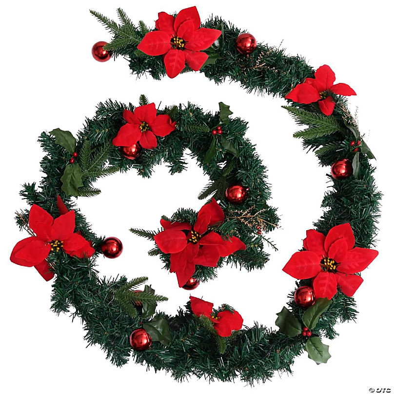 Kurt Adler Wooden Red Beaded Christmas Garland, 9' - Esbenshades