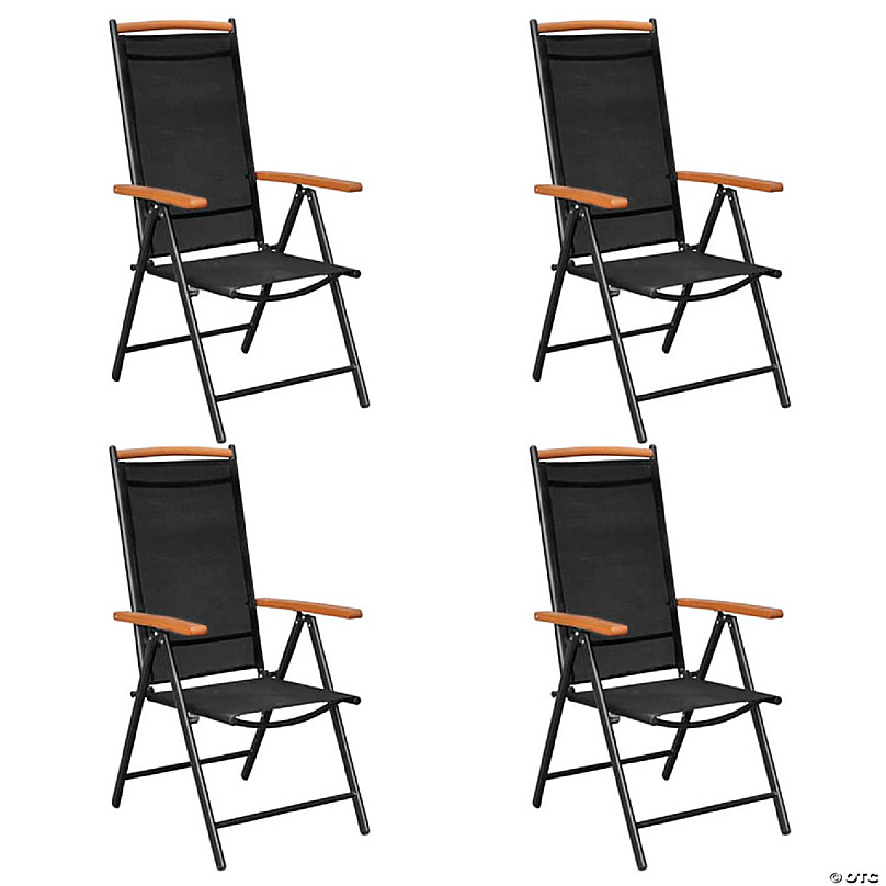 Aan de overkant Nest Gouverneur vidaXL Folding Patio Chairs 4 pcs Aluminum and Textilene Black | Oriental  Trading