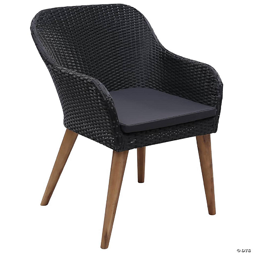 deksel molecuul kromme vidaXL Patio Chairs with Cushions 2 pcs Poly Rattan Black Garden Seat |  Oriental Trading