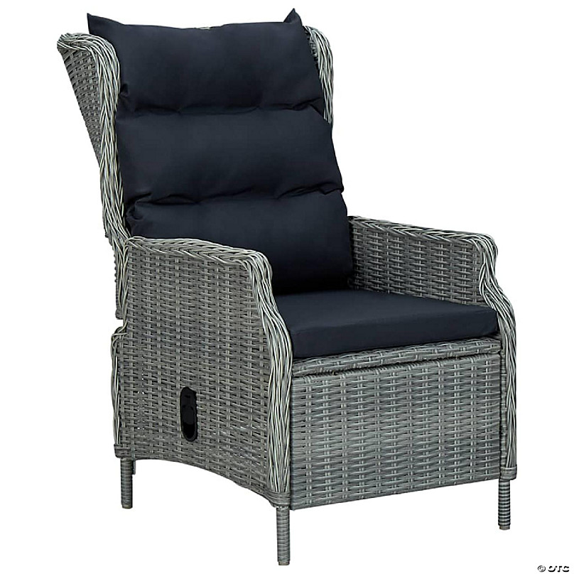 baden vijandigheid Vertrek naar vidaXL Reclining Patio Chair with Cushions Poly Rattan Light Gray |  Oriental Trading