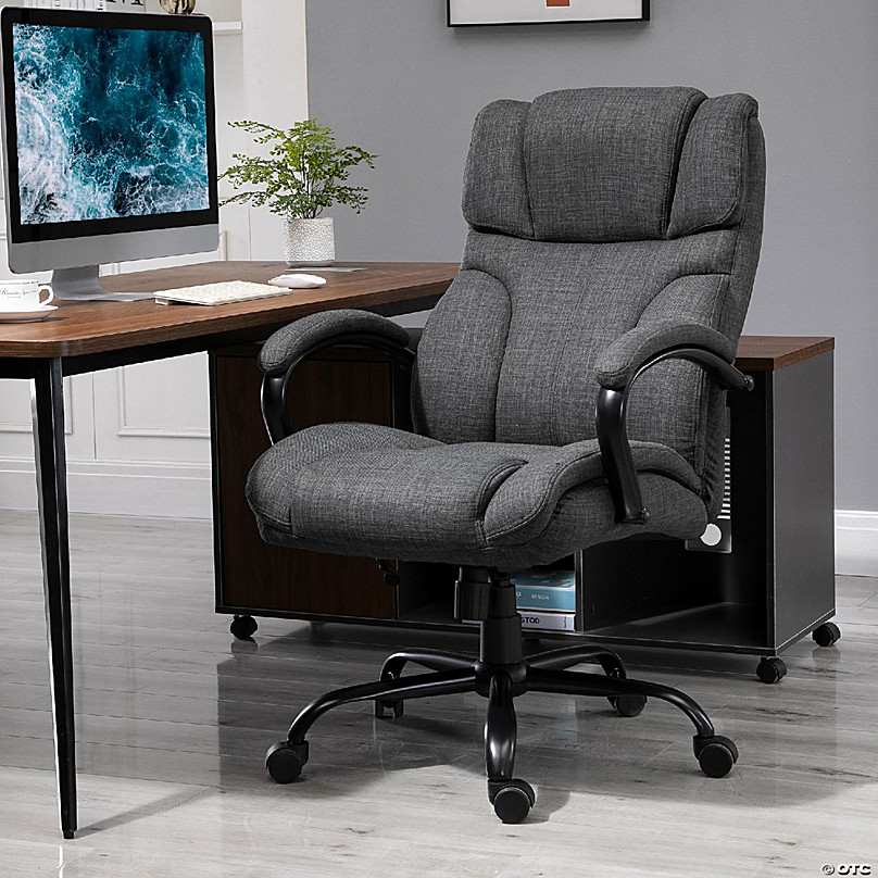 Gray Wheel Elegant Executive Microfiber Office Chair with Armrest Lumber Support Computer Desk Padded Fabic 