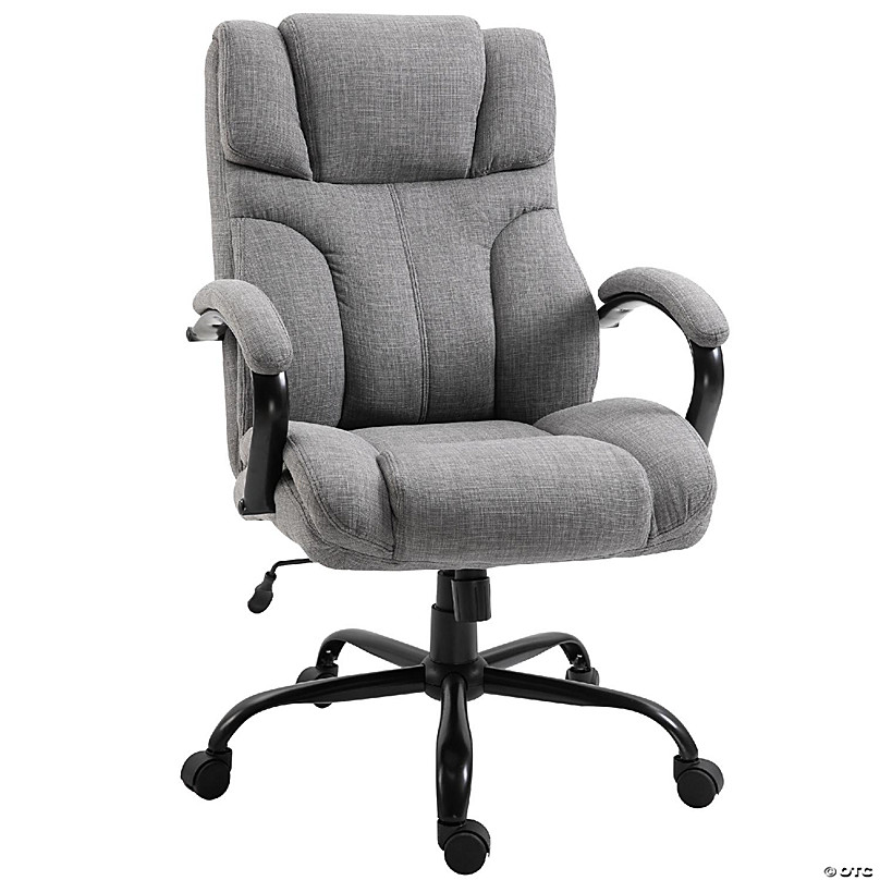 Vinsetto Grey Mid Back Home Office Chair Height Adjustable Linen