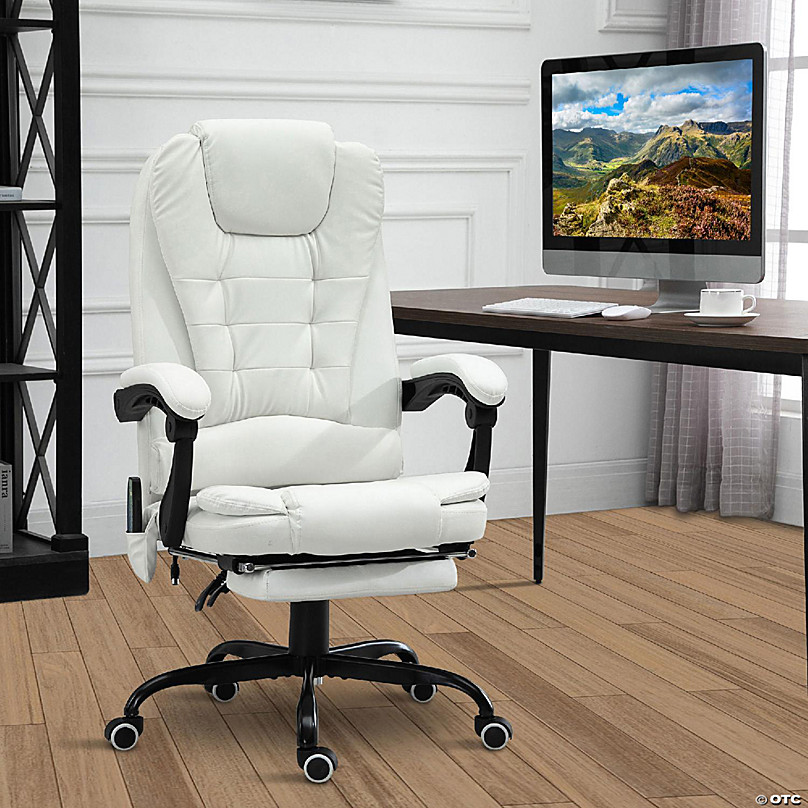 Vinsetto High Back Massage Office Chair with 7-Point Vibration Heating  Function Reclining Back and Adjustable Height with Lumbar Support Headrest  Footrest White Recline