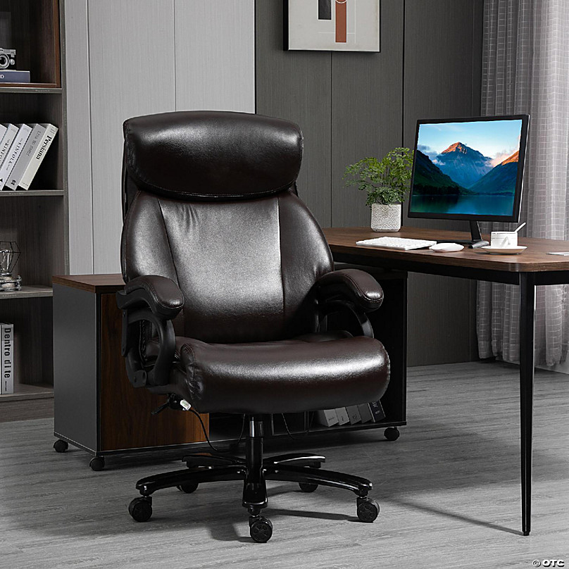 Home High Back PU Leather Chair with Adjustable Height Vinsetto Big and Tall Executive Office Chair 396lbs with Wide Seat Brown Swivel Wheels 