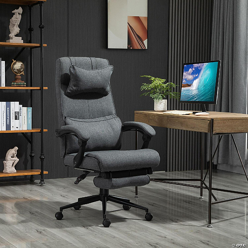 FIBO Executive Home Ergonomic Office Chair Reclining Office Chair with Foot  Rest & Headrest, High-Back PU Leather Computer Desk Chairs, Darkgrey