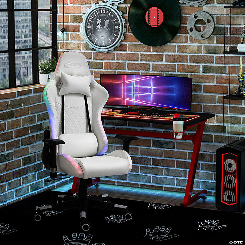 Vinsetto Gaming Chair with RGB LED Light 2D Arm Lumbar Support