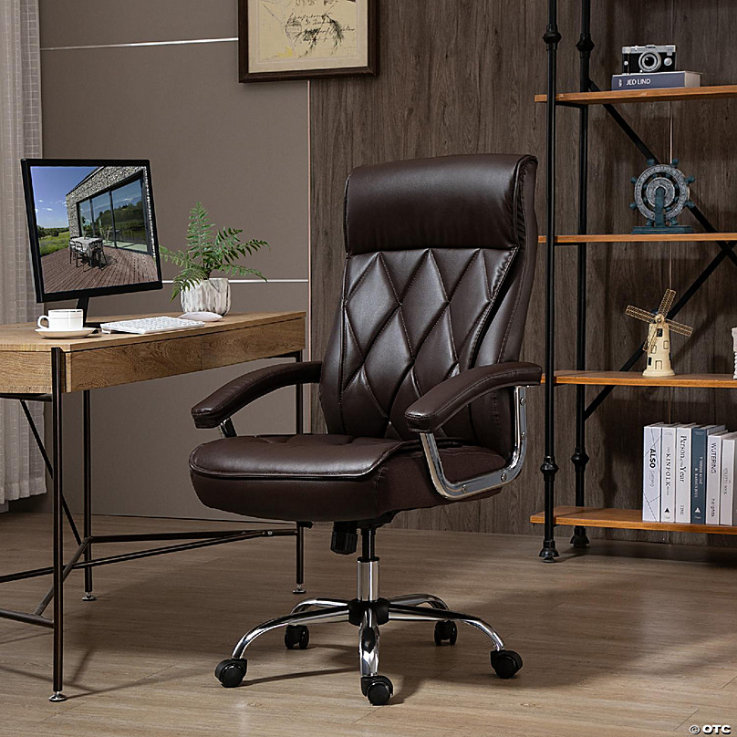 Vinsetto Big and Tall Executive Office Chair with High Back Diamond Stitching Adjustable Height & Swivel Wheels Brown