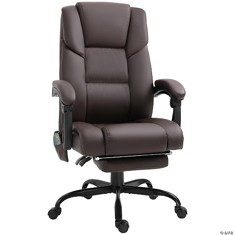 Executive Chair, High Back Leather Desk Chair w/ Retractable Footrest - Brown