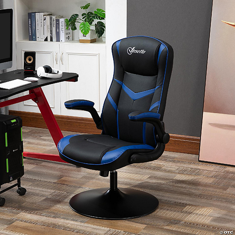 Vinsetto Gaming Chair with RGB LED Light, 3D Arm, Lumbar/Head Pillow,  Swivel Home Office Computer Chair High Back Chair with Gas Lift, Black/Blue