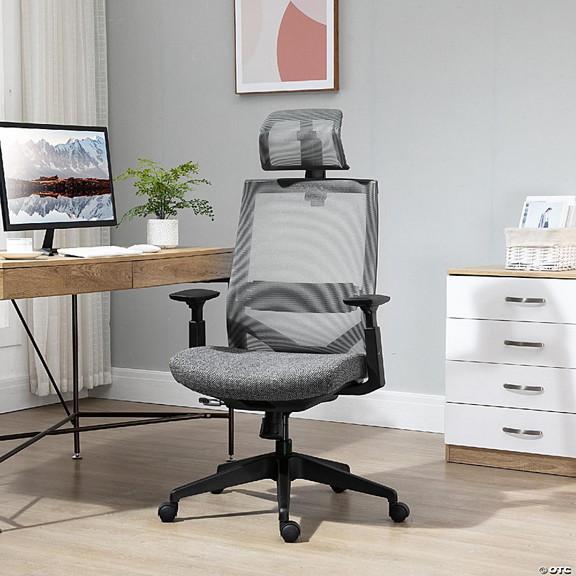 Costway Adjustable Mesh Office Task Chair Heating Lumbar Support Headrest  Grey