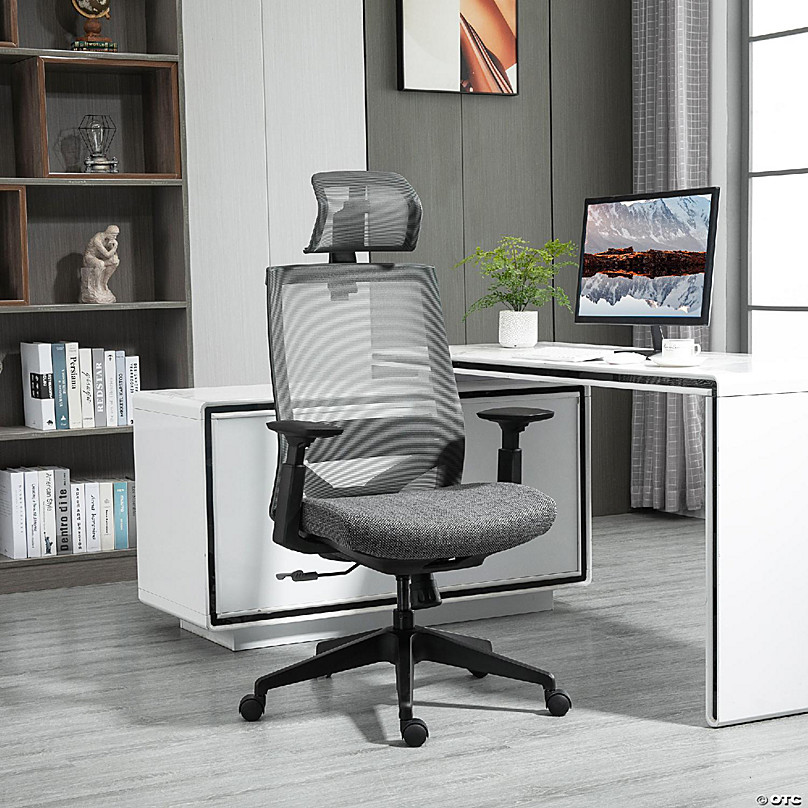 Costway Adjustable Mesh Office Task Chair Heating Lumbar Support Headrest  Grey