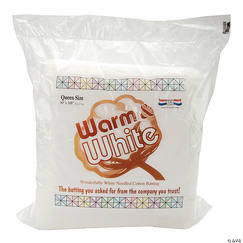 Warm Company Warm & White Cotton Batting - Queen Size, 90 x 108