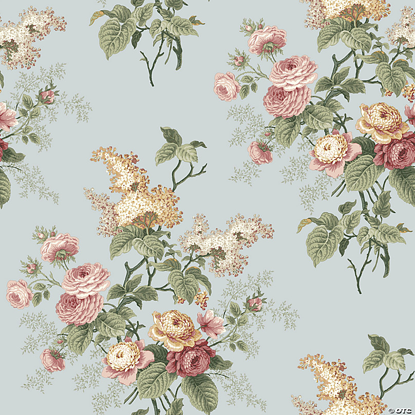 Waverly emma’s garden peel & stick wallpaper blue | Oriental Trading