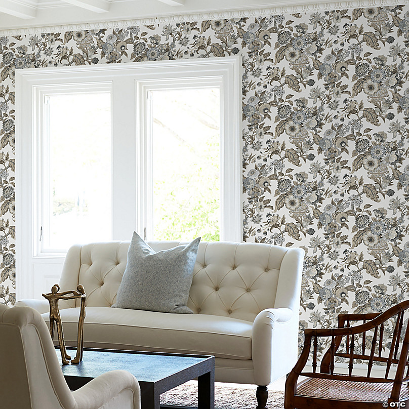 Waverly graceful garden peel & stick wallpaper neutral | Oriental Trading