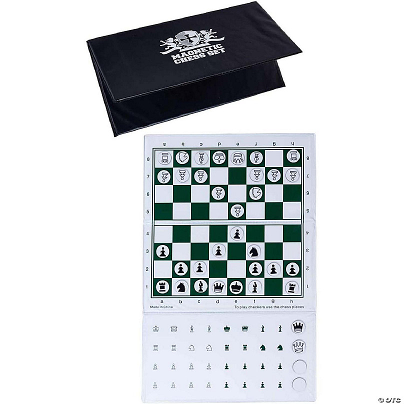 10inch Magnetic Travel Chess Set, Black & White Folding Board for