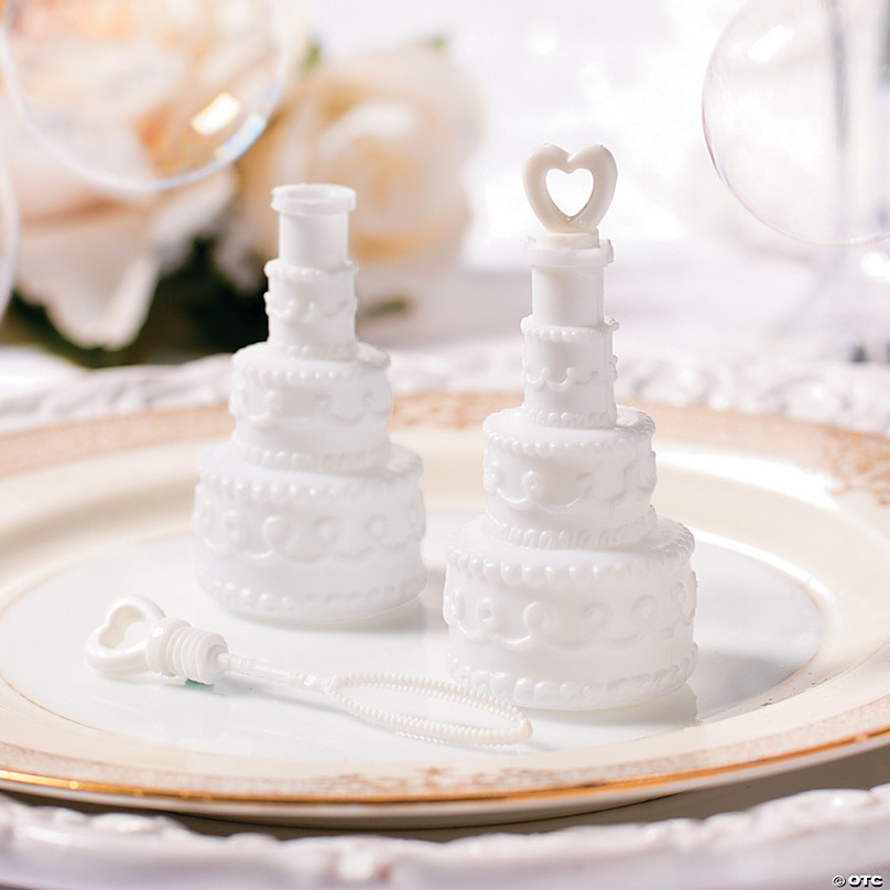 Homeofying Romantic And Elegant 24Pcs/Set Party Wedding Cake Shape Empty Bubble Soap Water Bottle Container Bubble Bottle Funny Birthday/Wedding Decoration 24pcs