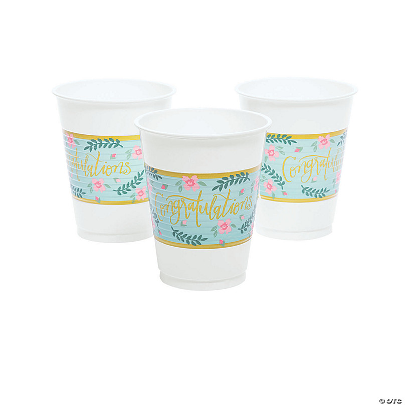 Mint Green with Gold Floral Edge Fancy Party Paper Cups — STRAWTOPIA